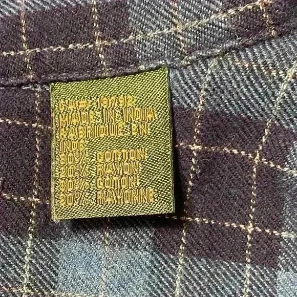 Timberland Flannel Men’s Large Blue Plaid Cotton Blend Long Sleeve Button Down - Picture 8 of 8